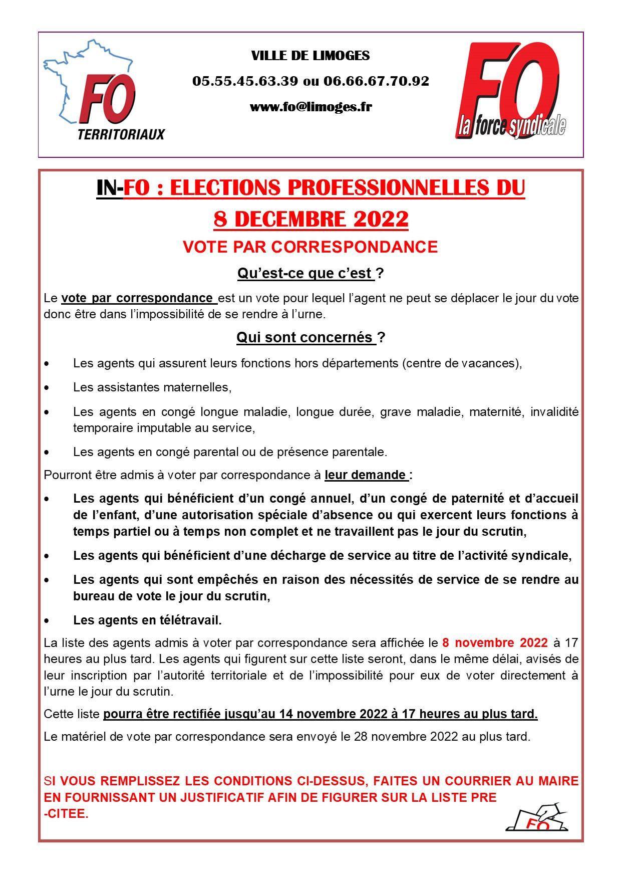 2022 VOTE PAR CORRESPONDANCE