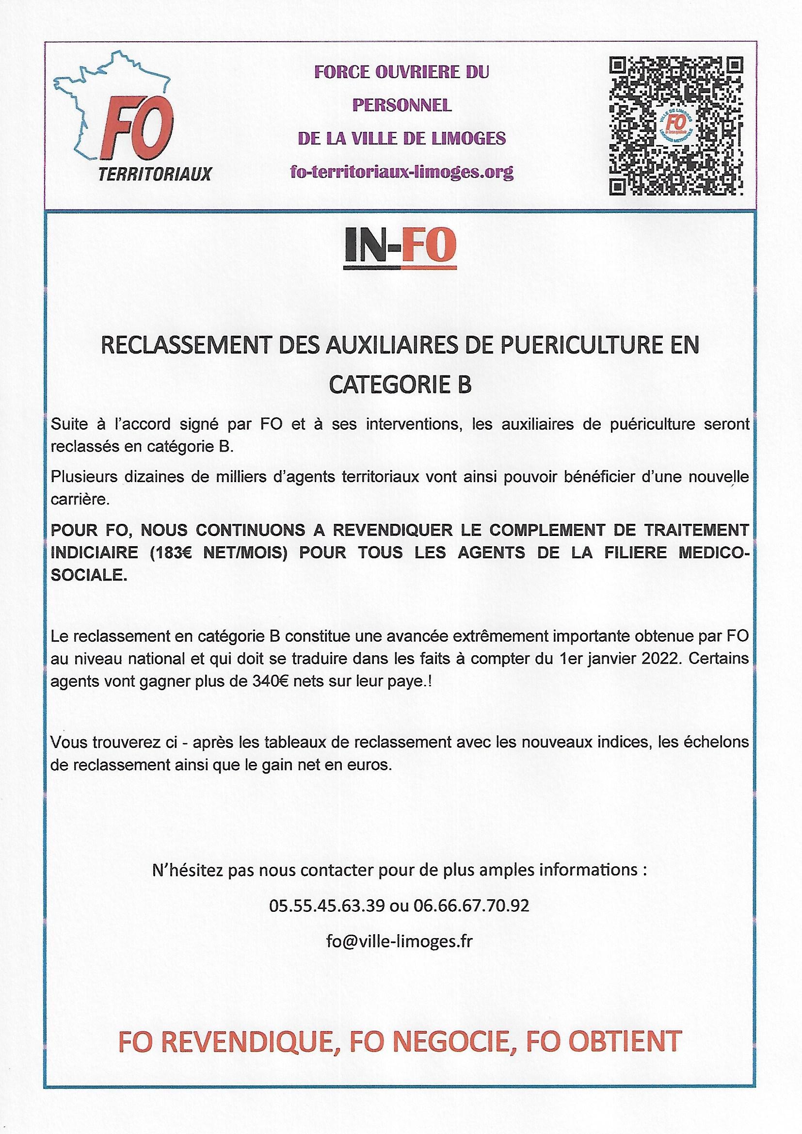 RECLASSEMENT PUERICULTURE 